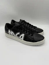 McQ Alexander McQueen Leather Black White Logo Low Top Men's Sneakers EU 42 US 9