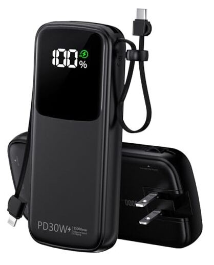 15000mAh Fast Charging Portable Power Bank in Deep Black-image