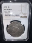 1928 Peace Dollar $1 AU Details Cleaned NGC