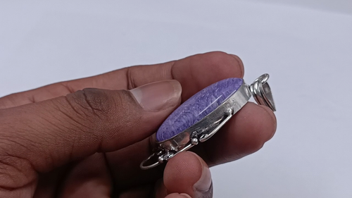 50.15 Ct Natural Purple Turquoise Oval Pendant in 925 Sterling Silver Gems 5NSD - Video 1 of 1