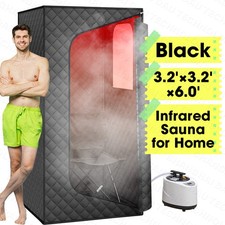 Portable Full Size 2.6L Steam Sauna Personal Home Spa with Red Light, Chair