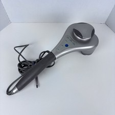 Brookstone Percussion Massager Handheld Dual Node Variable Speed Tan 235333