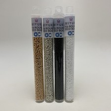 4 Tube Set: 11/0 Miyuki Seed Beads, Gold, Silver, Black, White, Large 5  Tubes