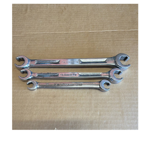 Snap-on SAE Double Ended Open End Wrench Set 3pc 3/8 1/2 5/8in Steel