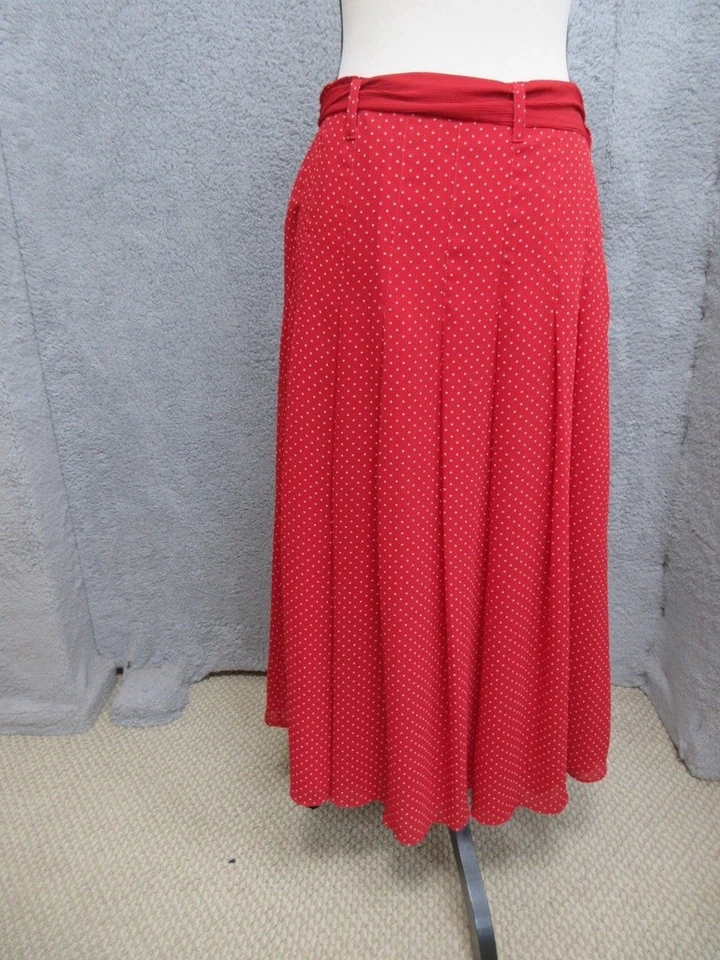 Emma James Skirt Womens 8 Polka Dot Midi Button Front Belted Vintage Inspired - Image 4 of 4