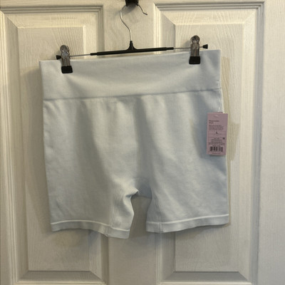NWT Wild Fable Biker Shorts Seamless Ribbed High Waist, Light Blue, Size Large