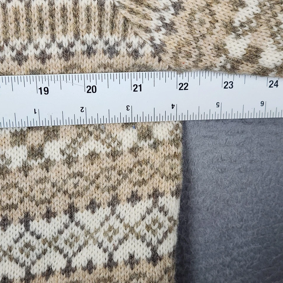 Cárdigan suéter Susan Bristol para mujer grande de lana beige Fair Isle cierre de gancho Foto 3 de 4