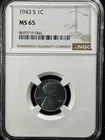1943-S 1C  Lincoln Wheat One Cent NGC MS65   8699719-066