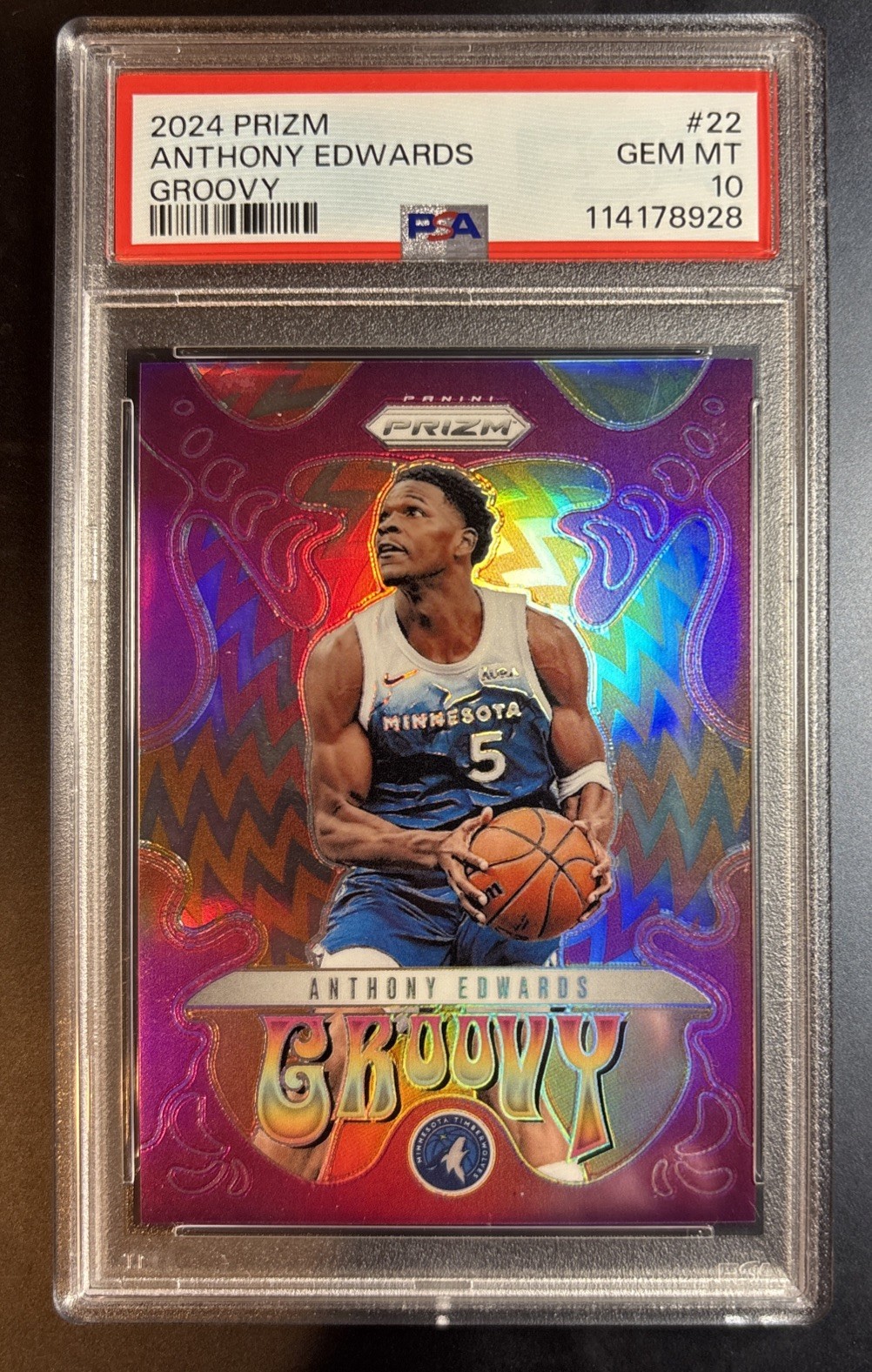 LOW POP SP - 2024 PANINI PRIZM GROOVY #22 ANTHONY EDWARDS PSA 10