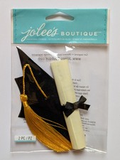 Jolee's Large Black Graduation Cap  Diploma Scroll Scrapbooking Embellishments
