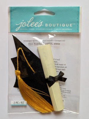 JOLEE'S BOUTIQUE Jolee's Large Black Graduation Cap & Diploma Scroll Scrapbooking Embellishments