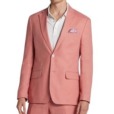 Tommy Hilfiger Conrad Light Red Modern Fit 100 Linen Sport Coat Blazer 42 Long