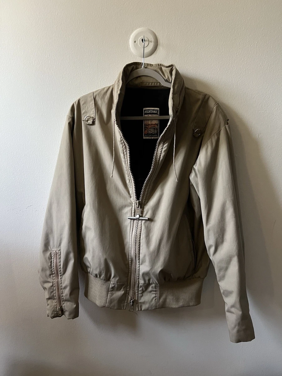 Mighty Mac Jacket Mens Size 42 Med Beige Harrington Jacket Made In 