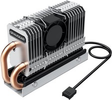 M.2 K&uuml;hler f&uuml;r M2 NVMe SSD 2280, 25mm PWM-L&uuml;fter mit Kupfer Heatpipe, Aluminium