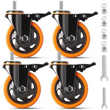 4 Inch Caster Wheels 2200Lbs, Threaded Stem Casters Set of 4 Heavy