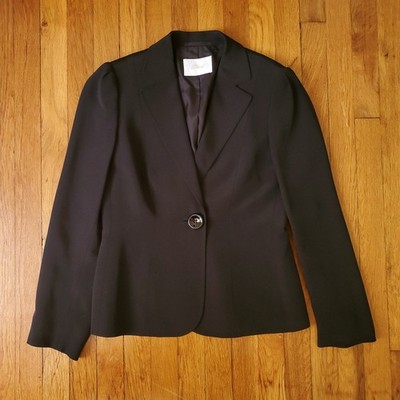 Brioni Italy Womens 100% Silk Black 1 Button Blazer Jacket Size US 10 46R