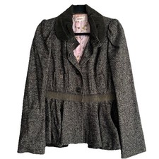 Kenzo Paris Womens Pleated Blazer Jacket Size 40 Olive Grey