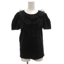 VALENTINO T Shirt  Short Sleeve XL Black Frill Crew Neck GV GY53 Ladies