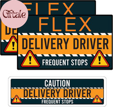 Flex Delivery Driver Car Magnet, 3PCS Caution Frequent Stops Removable Set, Deli