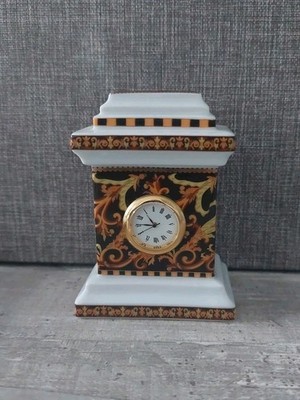 Schöne Rosenthal Versace Medusa Miniatur Porzellan Kaminuhr Uhr Clock Vintage 