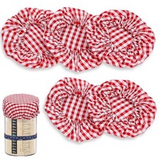 5 Pcs Reusable Sourdough Jar Cover Handmade Cotton Cloth Covers for Red Plaid