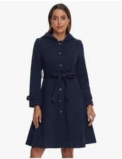 Winter Coat For Women Single Breasted Hooded Trench Coat Overcoat With Pockets M