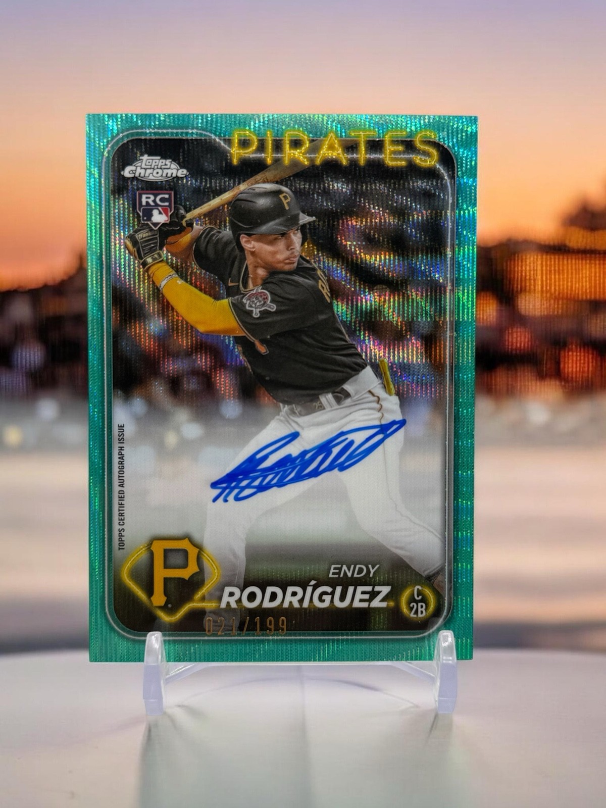 2024 Topps Chrome - Rookie Auto Endy Rodriguez #RA-ER Aqua Wave Refractor /199