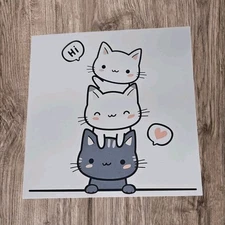 5x5 Inches Cats Blank Inside Greeting Card Friend HM 