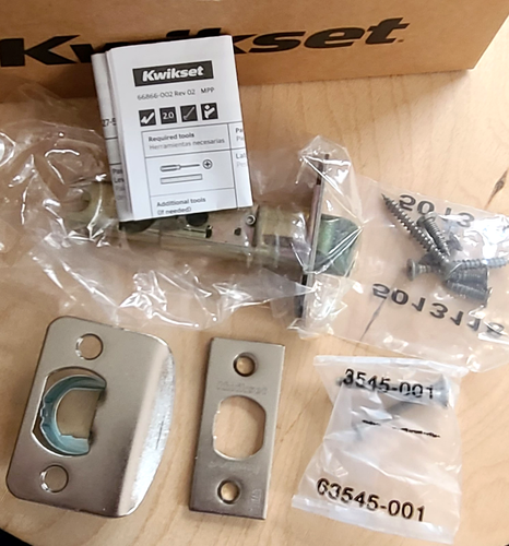 1 Set- Kwikset, Privacy Milan Bedroom & Bathroom HANDLES Satin Nickel, 97300-904 - Picture 3 of 6