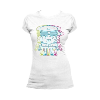 SpongeBob Schwammkopf 3D offizielles Damen T-Shirt (weiß)