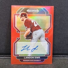 Landon Sims 2022 Prizm Draft Picks Red Prizm Auto 06/50