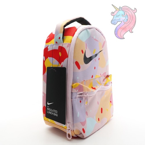 Nike Brasilia Logo Insulated Lunch Bag Box Exterior Pocket Multicolor 9A2747 E69 - Picture 1 of 8