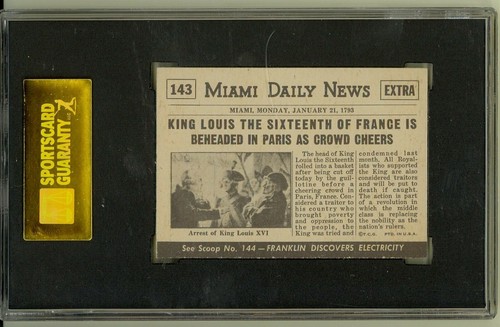 1954 Topps Scoops #143 Louis XVI Guillotined 1793 SGC NM/MT+ 8.5 High Number - Picture 2 of 2