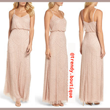 NWT Adrianna Papell Embellished Blouson Gown Blush SZ 16  e280