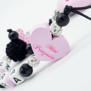 Schnullerkette mit Namen ♥ Mini Prinzessin ♥ Mädchen ♥ pink grau Babygeschenk