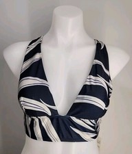 Nwt Women  s Cupshe Blue Bikini Top Size M W/ Leaves Design