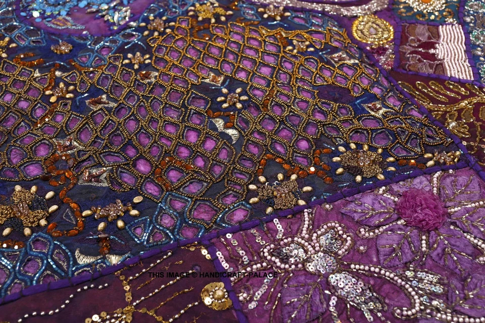 Tapiz de 40" con cuentas para colgar en la pared decoración de pared retazos tapices bohemios indios Foto 3 de 3