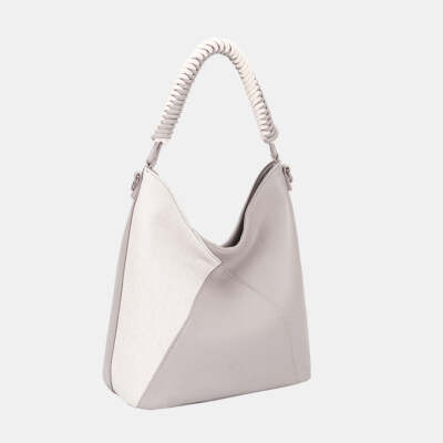 Vegan Leather Handbag with Woven Handle, Medium Size, Ample Storage