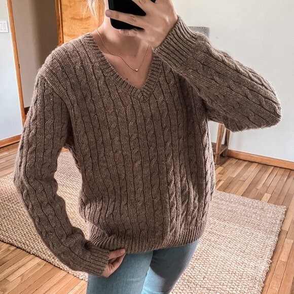 Crew Neck Brandy Melville Brown Jumper Brandy Melville Wool