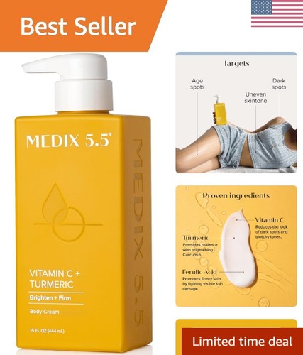 15 Oz Vitamin C Moisturizer - Gentle Anti-Aging Face & Body Lotion for All Skin