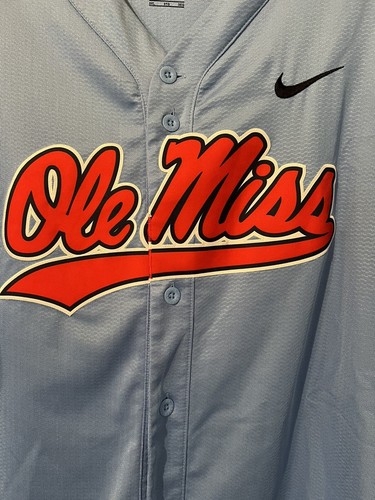 Ole Miss Rebels Nike Dri-Fit Baseball Jersey Power Blue Mens Stitched 3XL - Picture 2 of 7