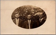Postcard Three Scholarly Young Businessmen Types Spectacles RPPC  1904-1918 Fu