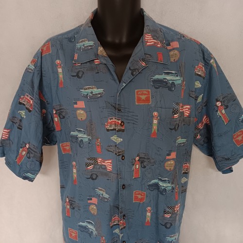Cotton Traders Sport Classic Car Shirt XLT Blue Button Down