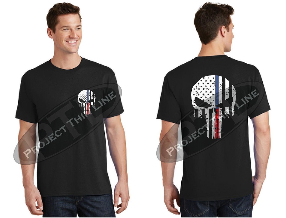 Thin Blue Red Line Police Firefighter Flag T-Shirt American Thin Blue Red Line Police Firefighter Flag T-Shirt American