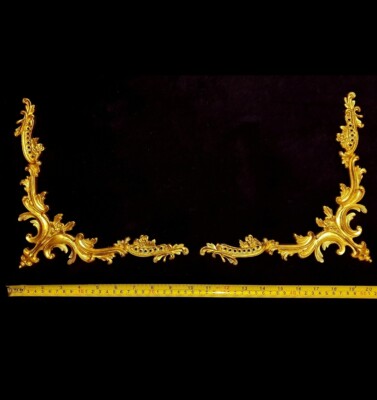 PAIR DECORATIVE MOULDING ANTIQUE LOUIS XVI GOLD GILT OR WHITE WALL DECORATION