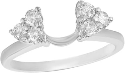 1/2 ct Natural White Diamond Tri-Sides Solitaire Wrap Enhancer Ring 14k Gold