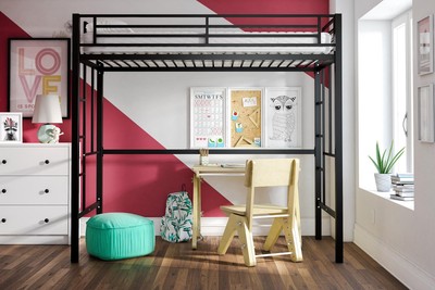 Twin Bed Loft Desk Kids Bedroom Furniture Storage Side Ladders
