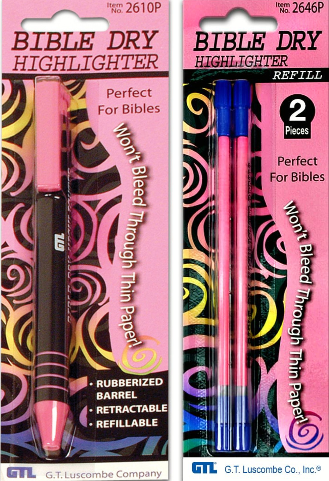 Pen + 2 Refills Gtl Pink Comfort Grip Vibrant Color