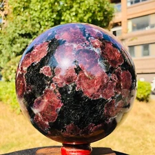 14.96LB Large Natural Garnet Sphere Crystal "Fireworks Stone"The Ball Healing
