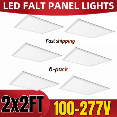 6 Pack 2x2FT LED Flat Panel Light 45W Drop Ceiling Commercial Office Home Lights